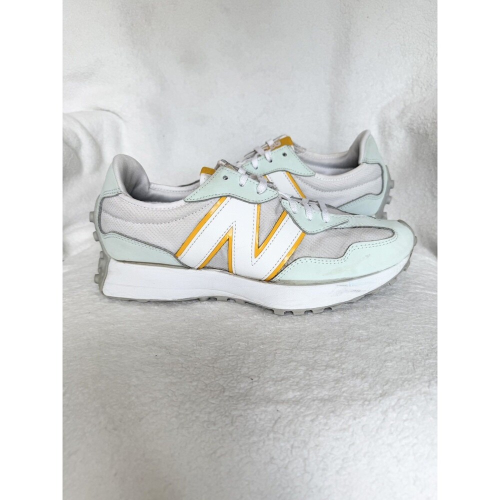 NEW BALANCE 327 Shoes Womens Size 11 Summer Fog Light Surf Teal Yellow Trainers